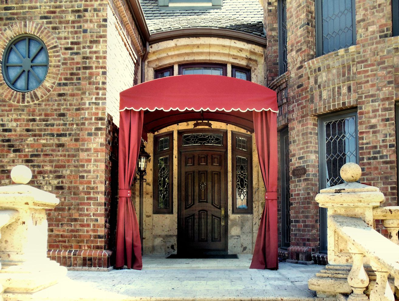Cloth Awnings Above the Doorway